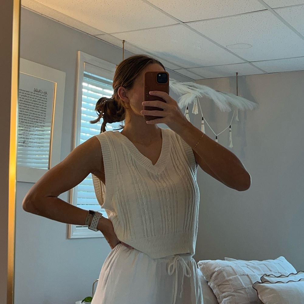 White Sleeveless Knit Top